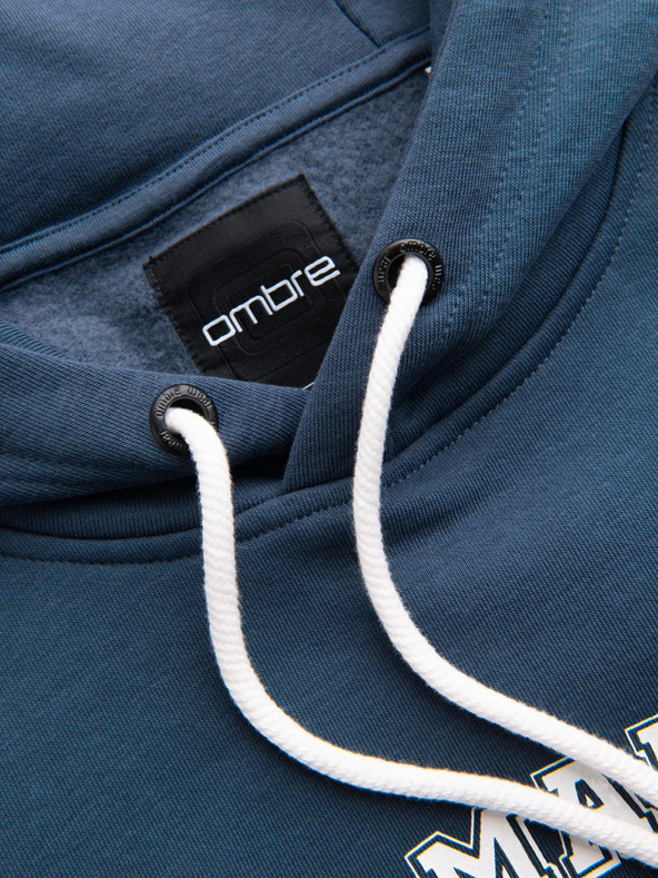 Ombre Clothing Мъжки спортен суитшърт с голямо отпечатване - тъмно син V2 B1714 Ombre Clothing