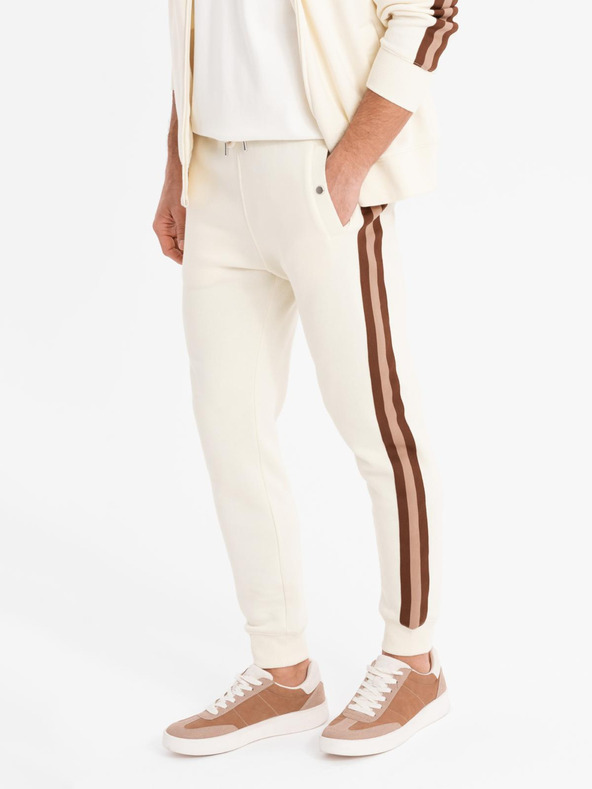 Ombre Clothing Мъжки спортен костюм суитшърт + спортни панталони джогър - крем V3 Z114 Ombre Clothing