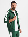 Ombre Clothing Мъжки олдскулски спортен костюм суитшърт с качулка + панталони джогър - тъмно зелен V7 Z118 Ombre Clothing