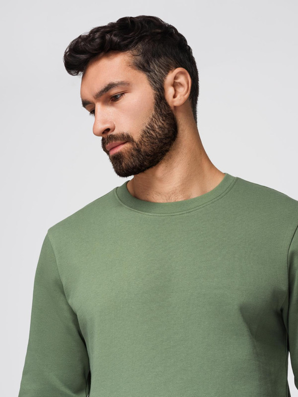 Ombre Clothing Мъжки спортен костюм суитшърт с кръгло деколте + панталони regular fit - светло зелено V3 Z122 Ombre Clothing