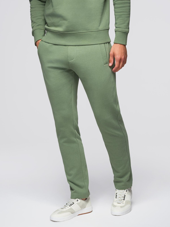 Ombre Clothing Мъжки спортен костюм суитшърт с кръгло деколте + панталони regular fit - светло зелено V3 Z122 Ombre Clothing