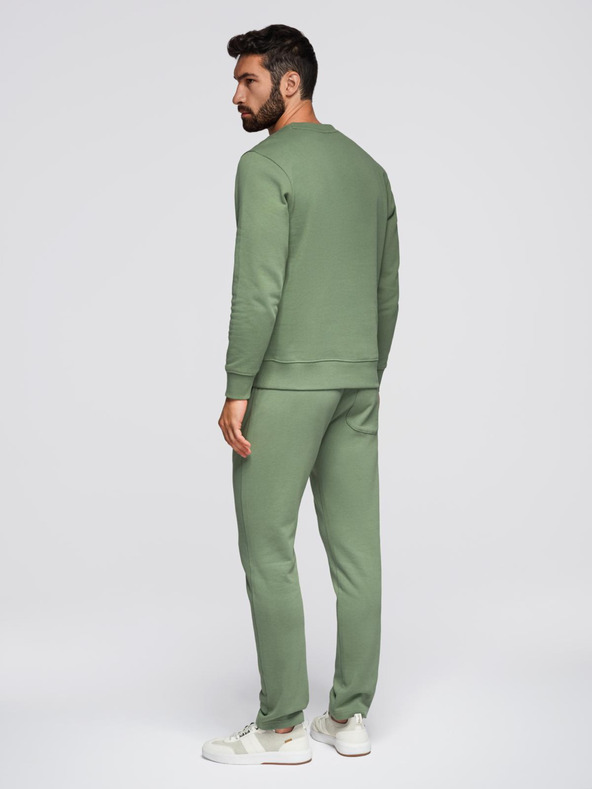 Ombre Clothing Мъжки спортен костюм суитшърт с кръгло деколте + панталони regular fit - светло зелено V3 Z122 Ombre Clothing