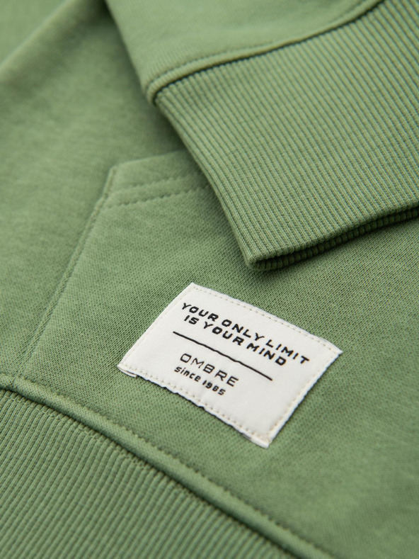 Ombre Clothing Мъжки суитшърт BASIC с качулка и джоб - зелен V3 B1674 Ombre Clothing