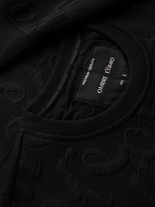 Ombre Clothing Мъжки суитшърт RELAXED FIT с издутeн надпис - черен V1 B1712 Ombre Clothing