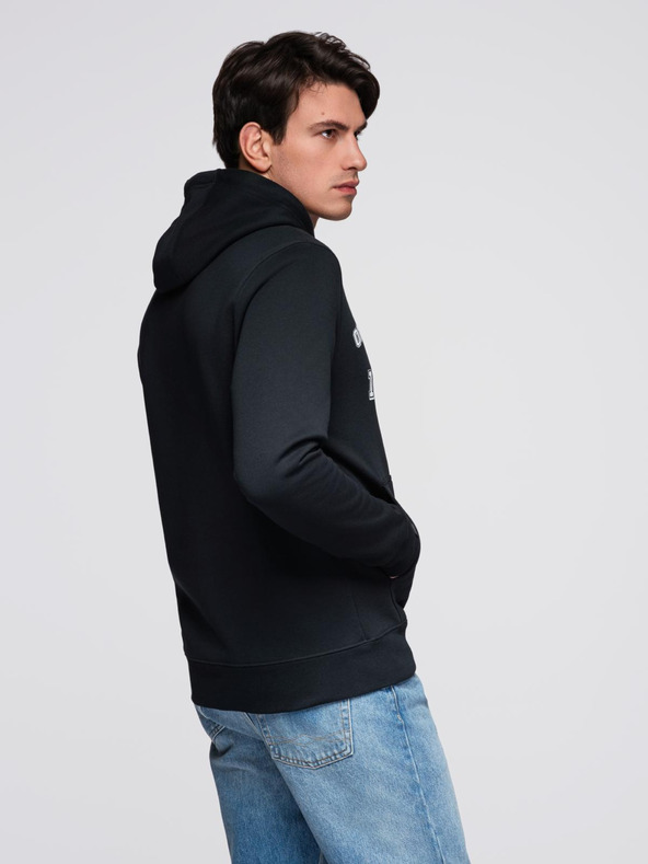 Ombre Clothing Мъжки суитшърт с качулка и графика - черен V3 B1714 Ombre Clothing