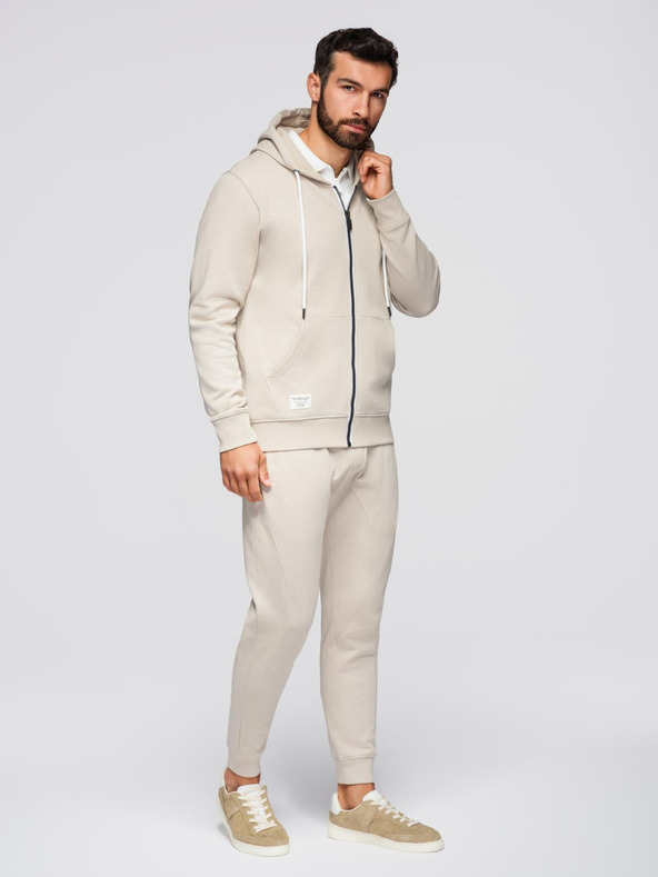 Ombre Clothing Мъжки спортен костюм суитшърт с качулка + панталони jogging - бежово V1 Z119 Ombre Clothing