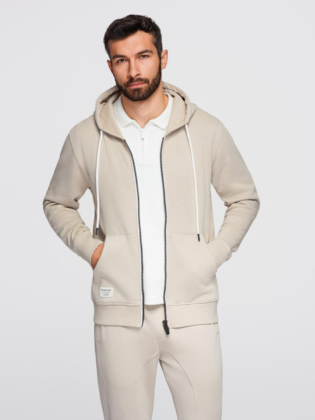Ombre Clothing Мъжки спортен костюм суитшърт с качулка + панталони jogging - бежово V1 Z119 Ombre Clothing