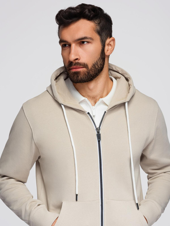 Ombre Clothing Мъжки спортен костюм суитшърт с качулка + панталони jogging - бежово V1 Z119 Ombre Clothing