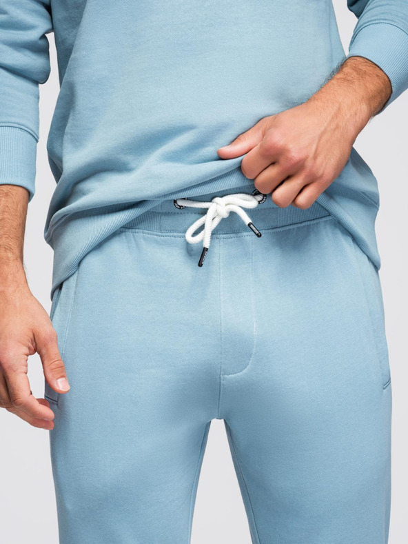 Ombre Clothing Мъжки спортен костюм суитшърт с кръгло деколте + панталони regular fit - светло синьо V7 Z122 Ombre Clothing