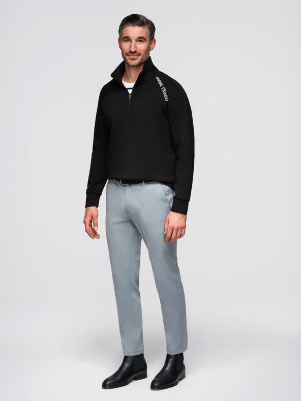 Ombre Clothing Мъжки суитшърт с висок яка и контрастен печат - черен V1 OM-SSZP-0211 Ombre Clothing