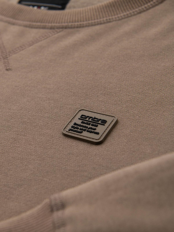 Ombre Clothing Класически мъжки суитшърт с кръгло деколте - светло кафяво V3 OM-SSNZ-0243 Ombre Clothing