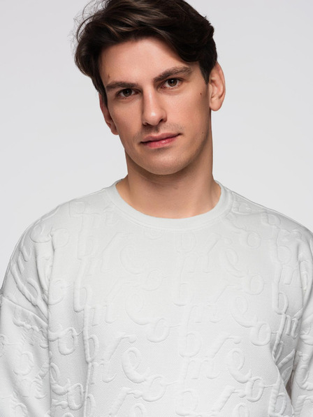 Ombre Clothing Мъжки суитшърт RELAXED FIT с релефни букви - екрю V2 B1712 Ombre Clothing