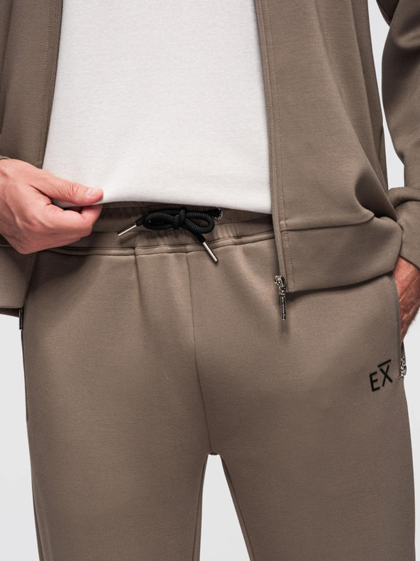 Ombre Clothing Мъжки спортен костюм суитшърт с качулка + панталони jogging - сиво-кафяво V3 Z115 Ombre Clothing