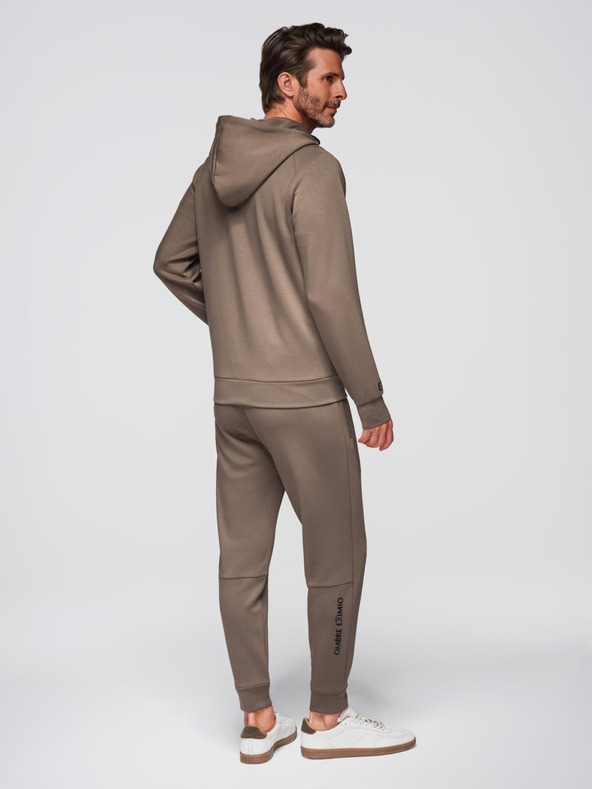 Ombre Clothing Мъжки спортен костюм суитшърт с качулка + панталони jogging - сиво-кафяво V3 Z115 Ombre Clothing