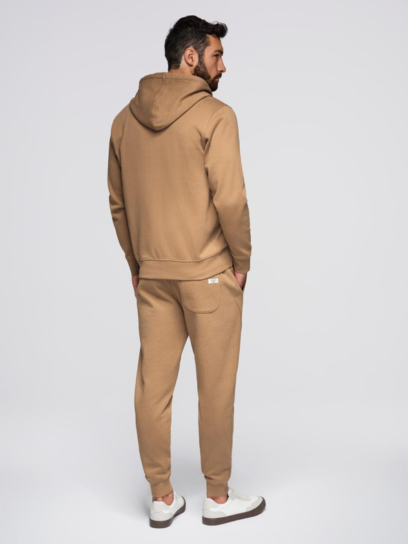 Ombre Clothing Мъжки спортен костюм суитшърт с качулка + панталони jogging - камила V2 Z119 Ombre Clothing