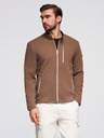Ombre Clothing Мъжко структурирано мотоциклетно яке със стойче - кафяво V2 OM-JANP-0229 Ombre Clothing