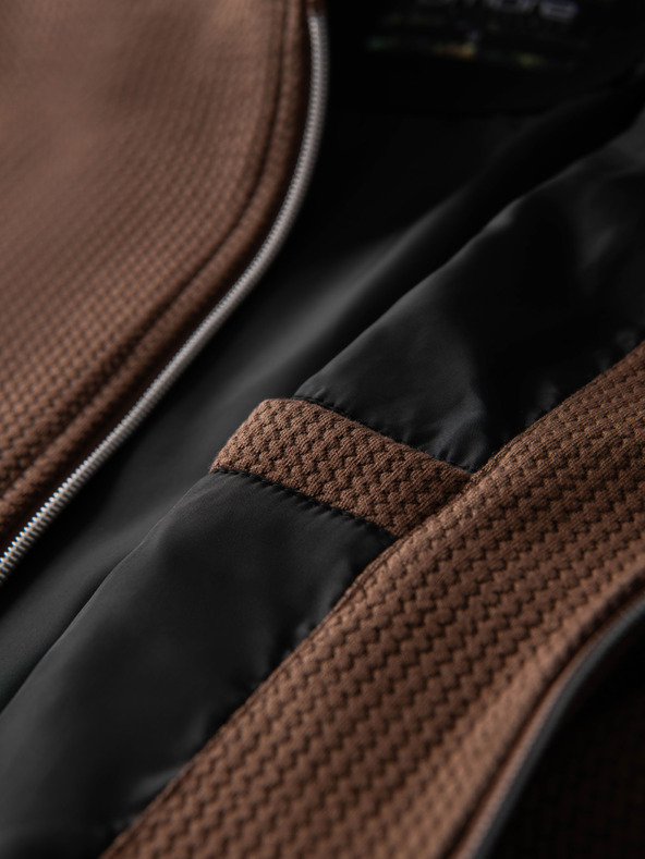 Ombre Clothing Мъжко структурирано мотоциклетно яке със стойче - кафяво V2 OM-JANP-0229 Ombre Clothing