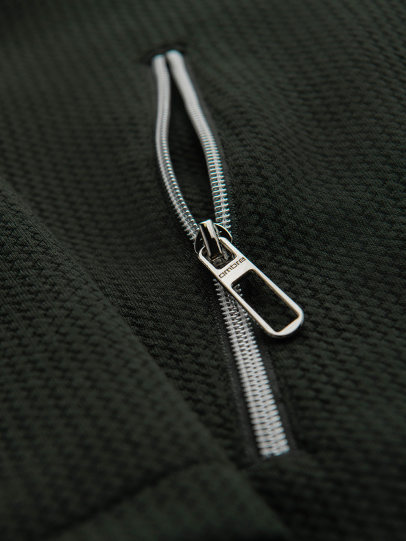 Ombre Clothing Мъжко структурирано яке със стойче - тъмно зелено V3 OM-JANP-0229 Ombre Clothing