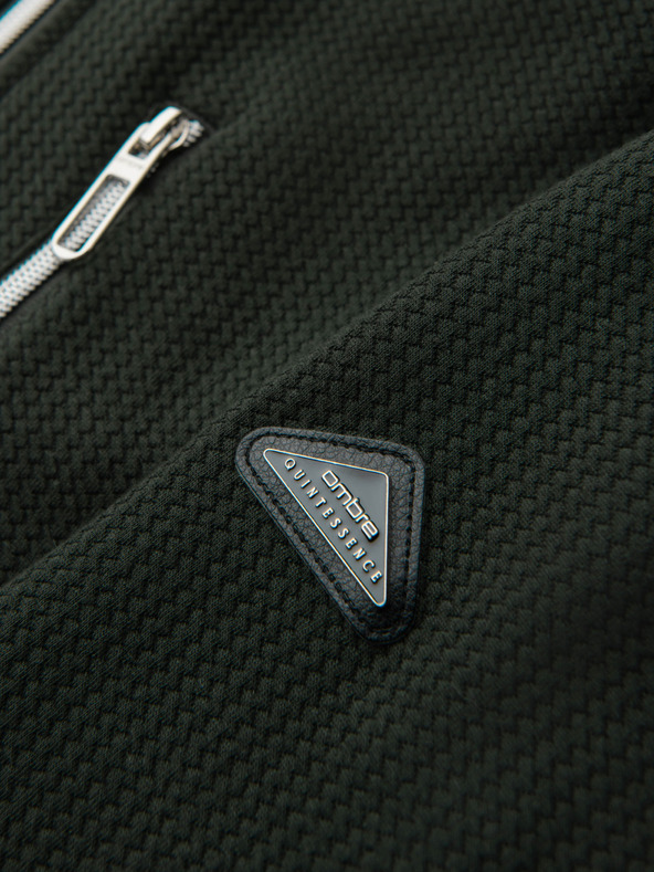 Ombre Clothing Мъжко структурирано яке със стойче - тъмно зелено V3 OM-JANP-0229 Ombre Clothing