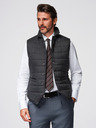 Ombre Clothing Мъжка прошивана елегантна елек - графитов мелир V1 OM-JAVJ-0275 Ombre Clothing
