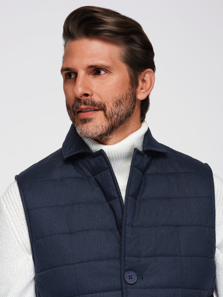 Ombre Clothing Мъжка елегантна прошивана елек - тъмно син меланж V3 OM-JAVJ-0275 Ombre Clothing