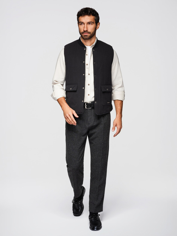 Ombre Clothing Мъжка светла елек без ръкави със вертикално прошиване - черен V1 OM-JAVJ-0323 Ombre Clothing