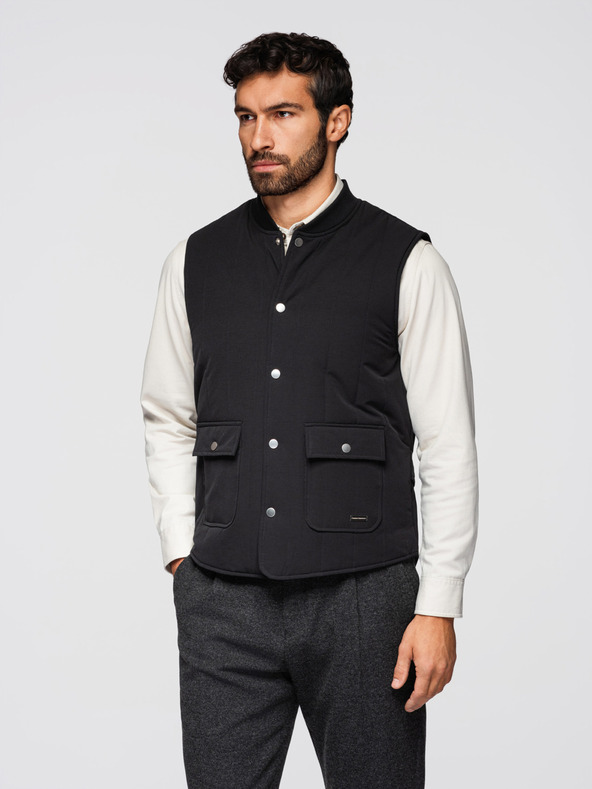 Ombre Clothing Мъжка светла елек без ръкави със вертикално прошиване - черен V1 OM-JAVJ-0323 Ombre Clothing