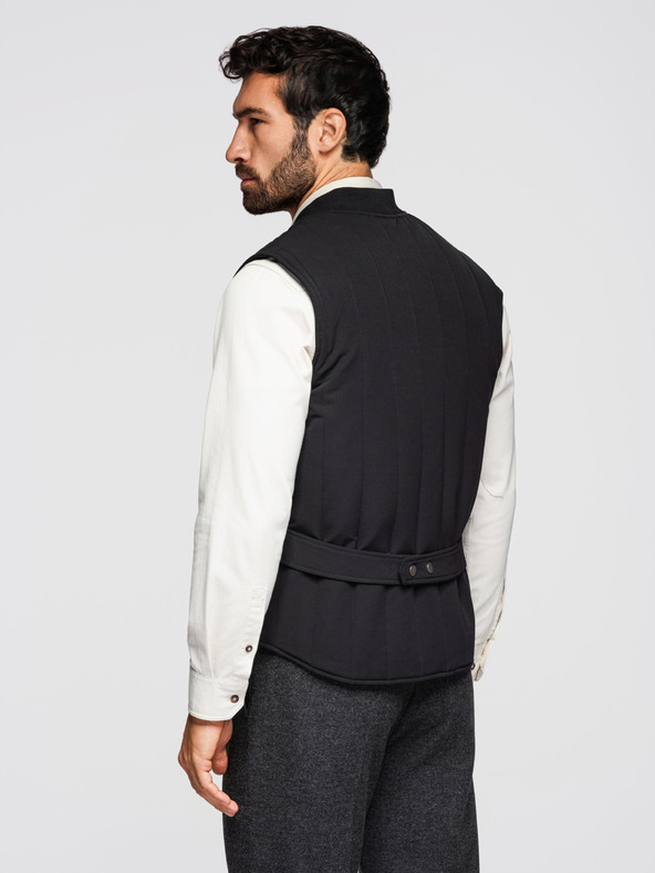 Ombre Clothing Мъжка светла елек без ръкави със вертикално прошиване - черен V1 OM-JAVJ-0323 Ombre Clothing