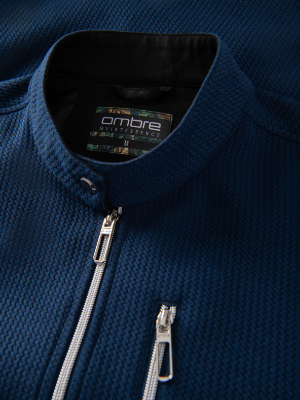 Ombre Clothing Мъжко структурирано яке със стойче - тъмно син V1 OM-JANP-0229 Ombre Clothing