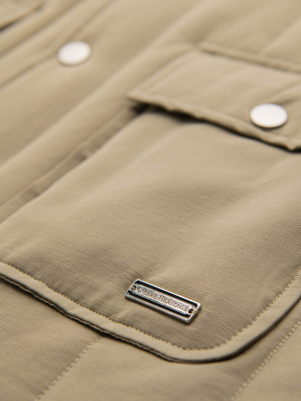 Ombre Clothing Мъжка светла елек без ръкави със вертикално прошиване - бежов V2 OM-JAVJ-0323 Ombre Clothing