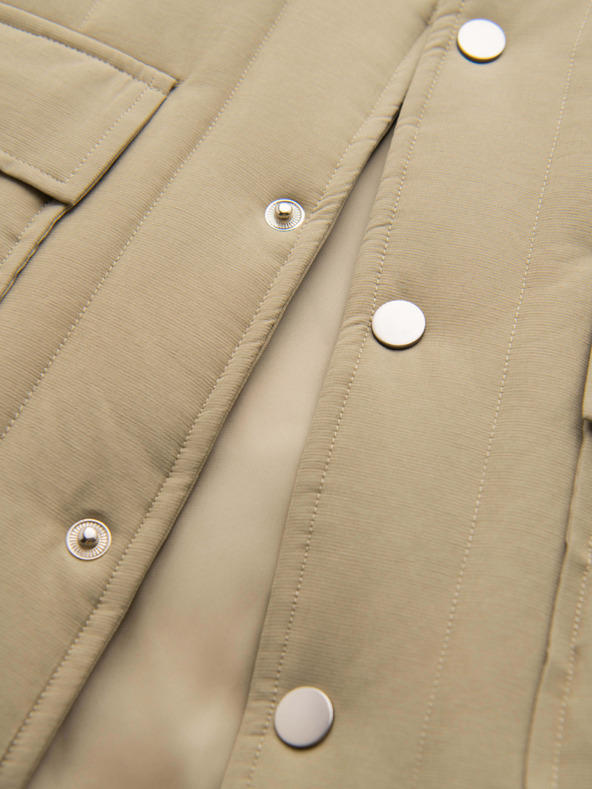 Ombre Clothing Мъжка светла елек без ръкави със вертикално прошиване - бежов V2 OM-JAVJ-0323 Ombre Clothing