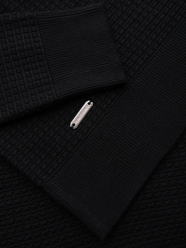 Ombre Clothing Структуриран мъжки пуловер с кръгло деколте - черен V3 OM-SWSW-0181 Ombre Clothing