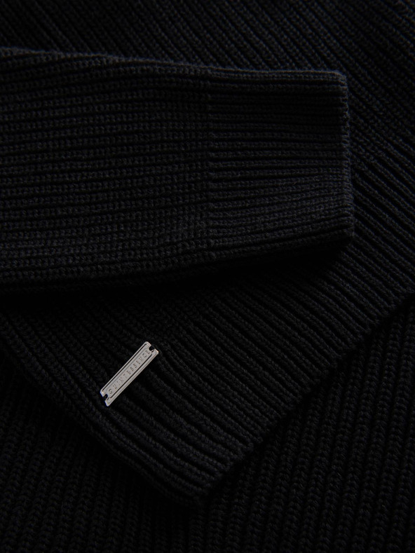 Ombre Clothing Мъжки класически памучен пуловер с ролка - черен V4 OM-SWTN-0162 Ombre Clothing