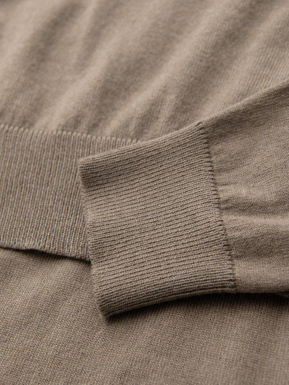 Ombre Clothing BASIC мъжки класически вискозен пуловер с кръгло деколте - тъмно бежов V15 OM-SWBS-0106 Ombre Clothing