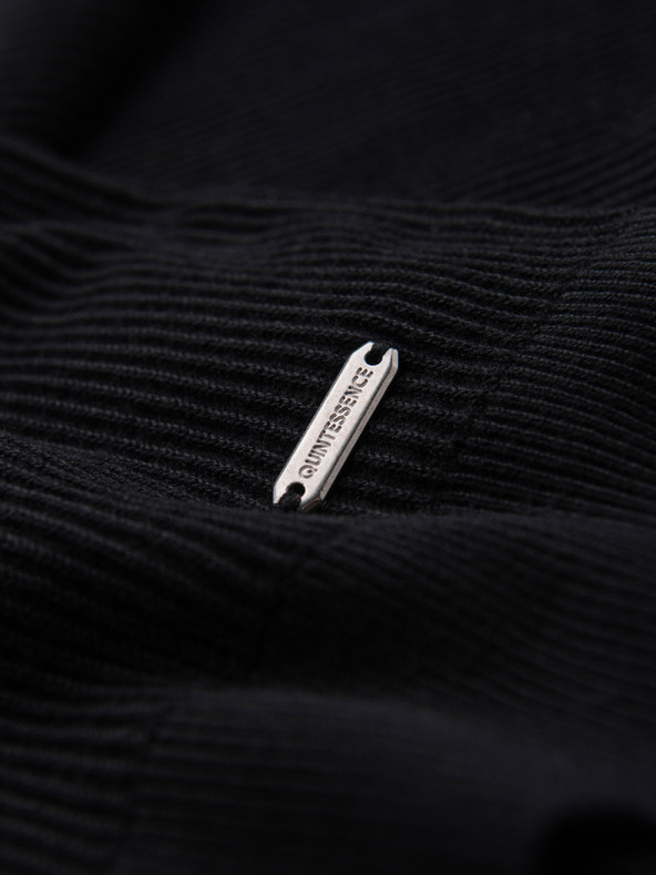 Ombre Clothing Мъжки ребрест пуловер с копчета към деколтето - черен V2 OM-SWSW-0182 Ombre Clothing