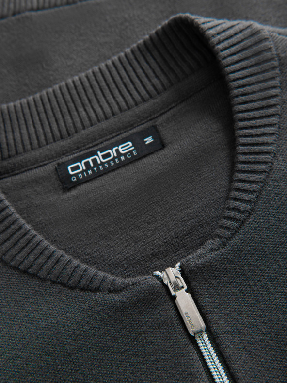 Ombre Clothing Мъжки пуловер на цип - графитов V2 OM-SWZS-0146 Ombre Clothing