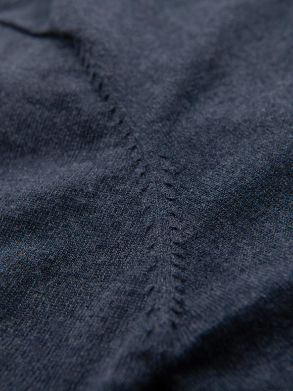 Ombre Clothing BASIC мъжки вискозен пуловер с кръгло деколте - тъмно синьо меланж V16 OM-SWBS-0106 Ombre Clothing