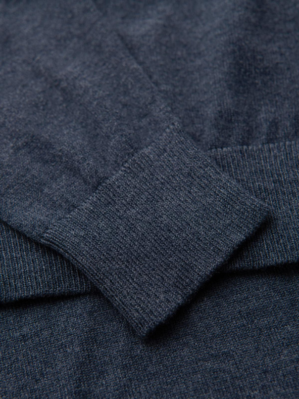 Ombre Clothing BASIC мъжки вискозен пуловер с кръгло деколте - тъмно синьо меланж V16 OM-SWBS-0106 Ombre Clothing