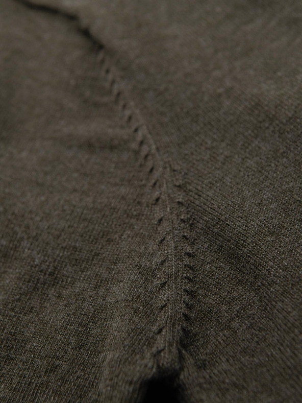 Ombre Clothing Мъжки вискозен пуловер BASIC classic с кръгло деколте - маслинов меланж V17 OM-SWBS-0106 Ombre Clothing