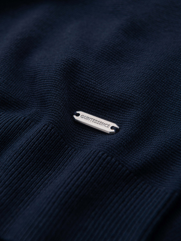 Ombre Clothing Мъжки пуловер с кръгло деколте от еластичен трикотаж в класическо плетене - тъмно синьо V1 OM-SWSW-0183 Ombre Clothing