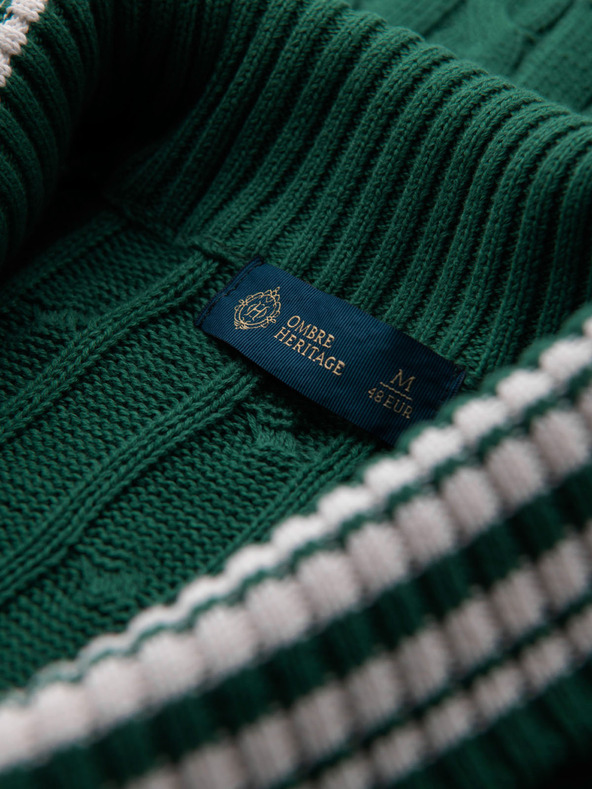 Ombre Clothing Мъжки пуловер със шалов яка в препи стил - зелен V2 OM-SWCD-0152 Ombre Clothing