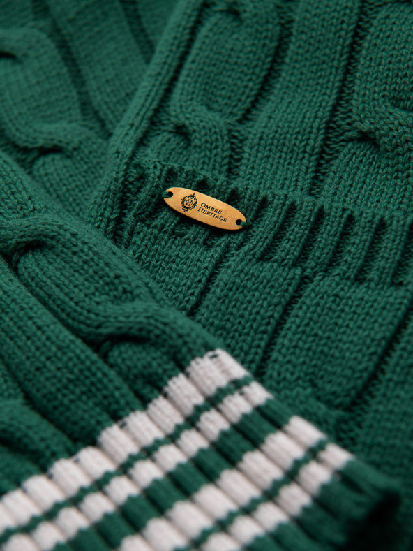 Ombre Clothing Мъжки пуловер със шалов яка в препи стил - зелен V2 OM-SWCD-0152 Ombre Clothing