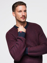 Ombre Clothing Мъжки пуловер с контрастно плетене и кръгло деколте - бордо V1 OM-SWSW-0122 Ombre Clothing