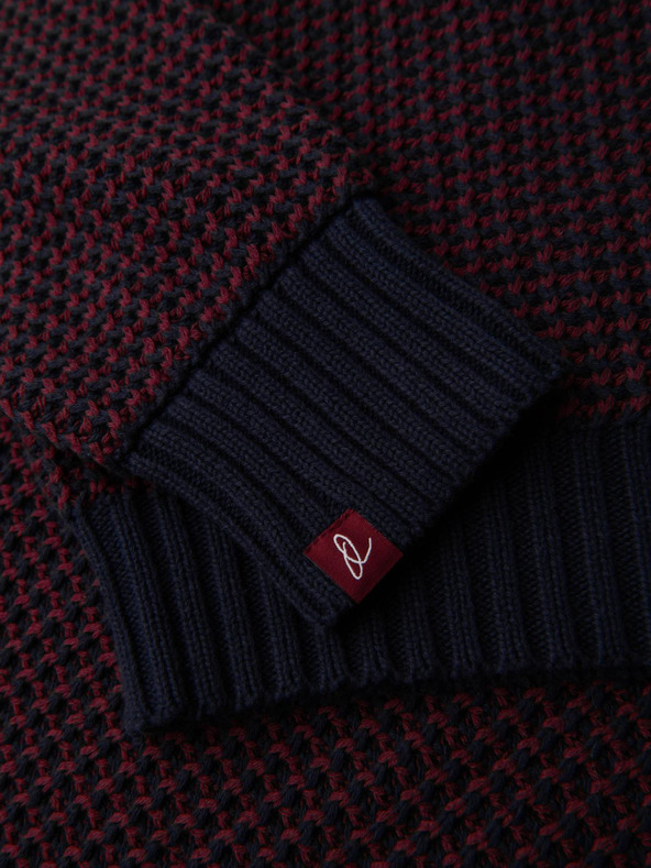 Ombre Clothing Мъжки пуловер с контрастно плетене и кръгло деколте - бордо V1 OM-SWSW-0122 Ombre Clothing