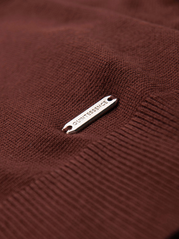 Ombre Clothing Мъжки пуловер с кръгло деколте от еластична плетка в класическа плетка - бордо V4 OM-SWSW-0183 Ombre Clothing