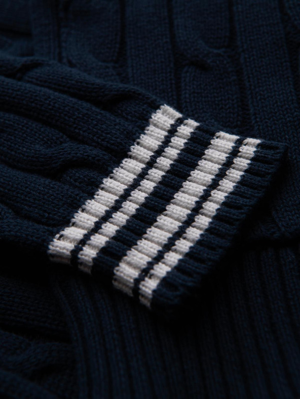 Ombre Clothing Мъжки пуловер със шал яка в препи стил - тъмно син V4 OM-SWCD-0152 Ombre Clothing