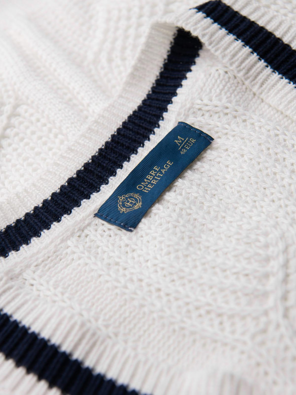 Ombre Clothing Мъжки каре пуловер с деколте - бял V1 OM-SWSW-0151 Ombre Clothing