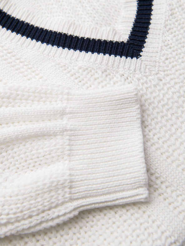 Ombre Clothing Мъжки каре пуловер с деколте - бял V1 OM-SWSW-0151 Ombre Clothing