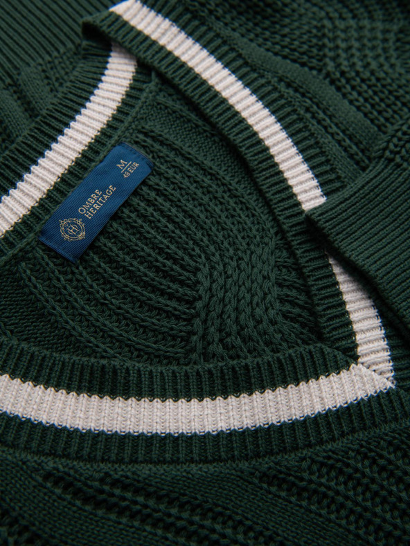 Ombre Clothing Мъжки каре пуловер с деколте - зелен V3 OM-SWSW-0151 Ombre Clothing