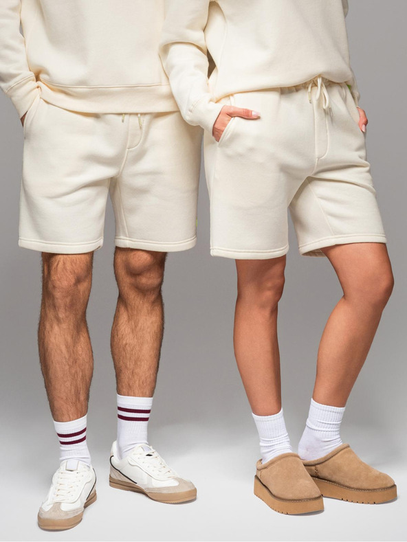 Ombre Clothing Унисекс спортни шорти с ребрест пояс - кремави V2 OU-SRBC-0101 Ombre Clothing